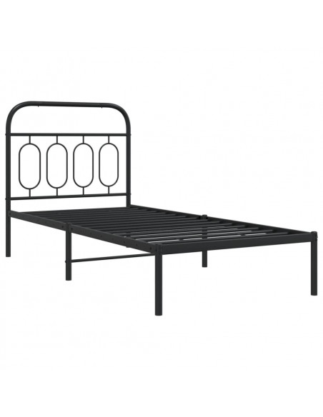 Giroletto con Testiera in Metallo Nero 80x200 cm