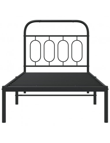 Giroletto con Testiera in Metallo Nero 80x200 cm