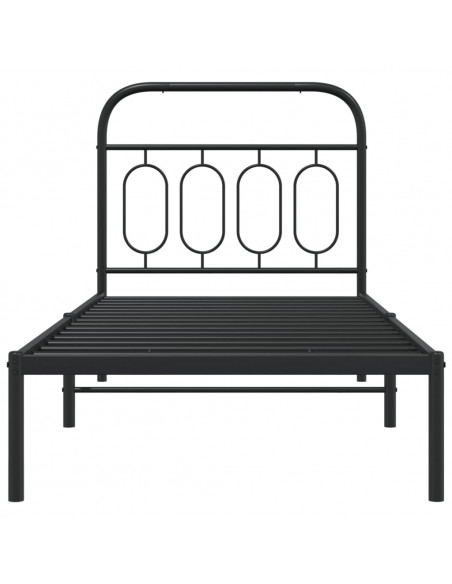 Giroletto con Testiera in Metallo Nero 80x200 cm