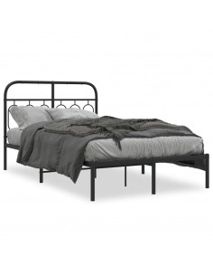 Giroletto con Testiera in Metallo Nero 120x200 cm 2