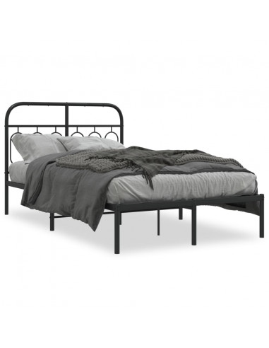 Giroletto con Testiera in Metallo Nero 120x200 cm