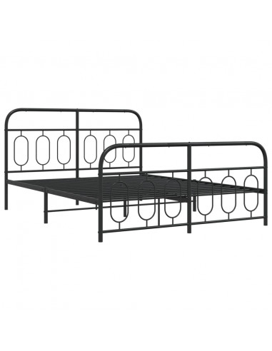 Giroletto con Testiera e Pediera Metallo Nero 135x190 cm