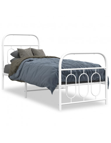 Giroletto con Testiera e Pediera Metallo Bianco 75x190 cm