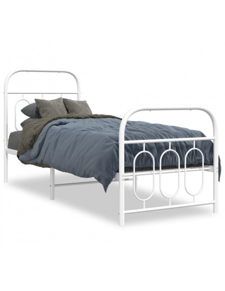 Giroletto con Testiera e Pediera Metallo Bianco 75x190 cm