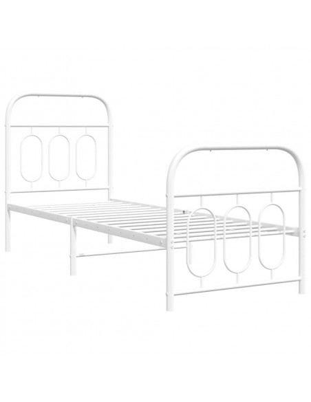 Giroletto con Testiera e Pediera Metallo Bianco 75x190 cm