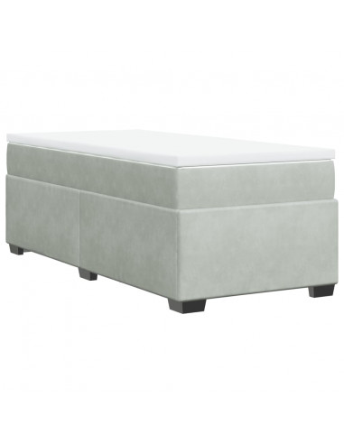 Giroletto a Molle con Materasso Grigio Chiaro 90x190 cm Velluto