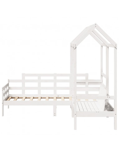 Set Dormeuse e Panca con Tetto Bianco 80x200cm Massello Pino