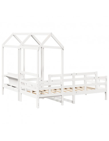 Set Dormeuse e Panca con Tetto Bianco 80x200cm Massello Pino