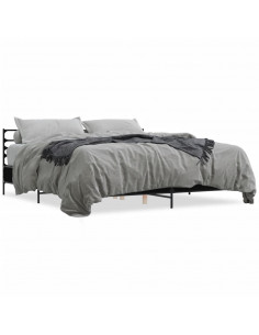 Giroletto Nero 180x200 cm in Legno Multistrato e Metallo 2