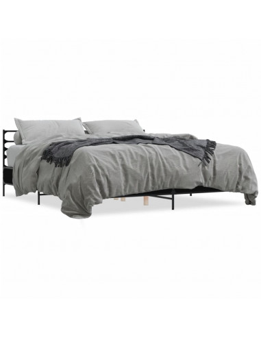 Giroletto Nero 180x200 cm in Legno Multistrato e Metallo