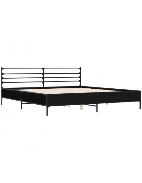 Giroletto Nero 180x200 cm in Legno Multistrato e Metallo