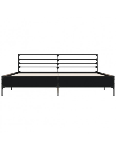 Giroletto Nero 180x200 cm in Legno Multistrato e Metallo