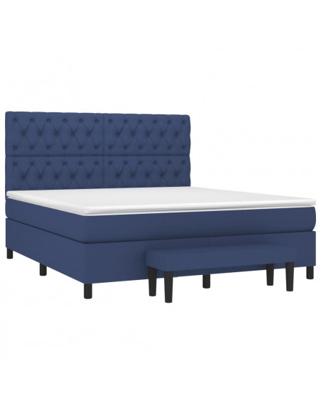 Giroletto a Molle con Materasso Blu 160x200 cm in Tessuto