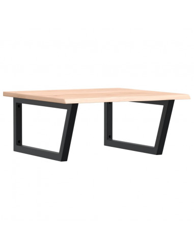 Ripiano a Parete per Lavabo in Acciaio e Massello di Rovere