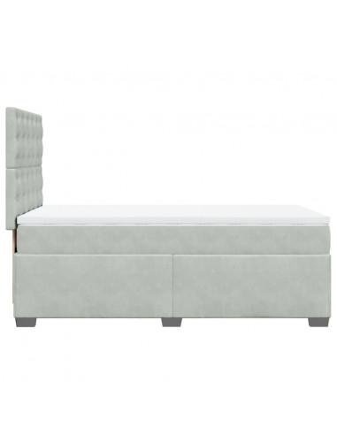 Giroletto a Molle con Materasso Grigio Chiaro 100x200cm Velluto