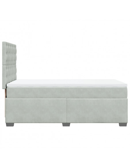 Giroletto a Molle con Materasso Grigio Chiaro 100x200cm Velluto
