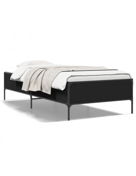 Giroletto Nero 90x190 cm in Legno Multistrato e Metallo