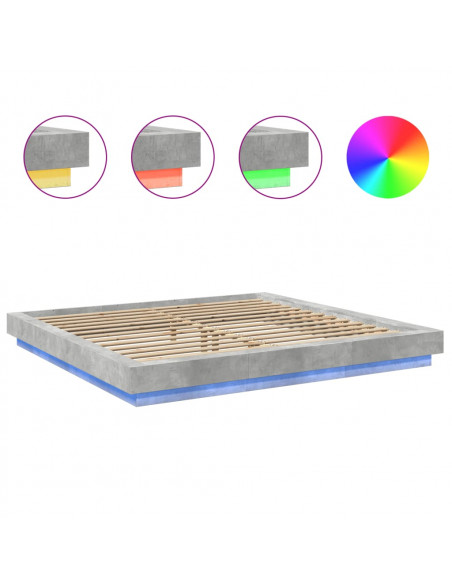 Giroletto Luci LED Grigio Cemento 200x200 cm Legno Multistrato