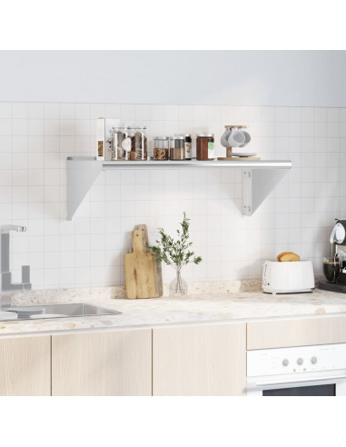 Mensola a Muro 100x45x31 cm Argento in Acciaio Inossidabile