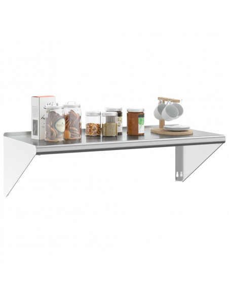 Mensola a Muro 100x45x31 cm Argento in Acciaio Inossidabile