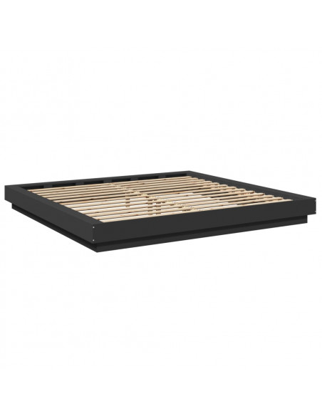 Giroletto con Luci LED Nero 180x200 cm in Legno Multistrato