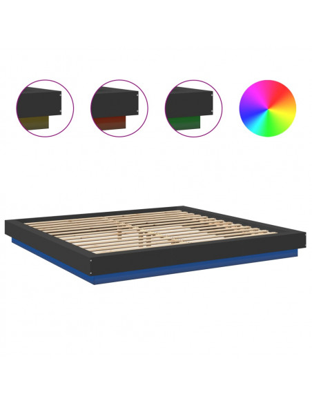 Giroletto con Luci LED Nero 180x200 cm in Legno Multistrato