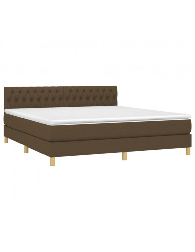 Letto a Molle Materasso e LED MarroneScuro 180x200cm in Tessuto