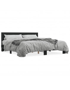 Giroletto Nero 200x200 cm in Legno Multistrato e Metallo 2