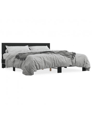 Giroletto Nero 200x200 cm in Legno Multistrato e Metallo