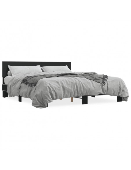 Giroletto Nero 200x200 cm in Legno Multistrato e Metallo