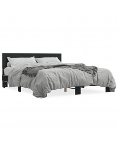 Giroletto Nero 150x200 cm in Legno Multistrato e Metallo 2