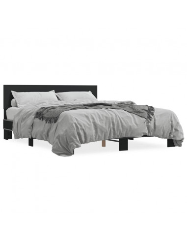 Giroletto Nero 150x200 cm in Legno Multistrato e Metallo