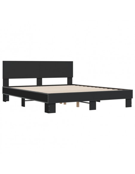 Giroletto Nero 150x200 cm in Legno Multistrato e Metallo