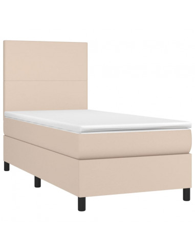 Giroletto Molle Materasso e LED Cappuccino 90x190 cm Similpelle