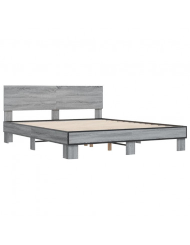 Giroletto Grigio Sonoma 160x200 cm in Legno Multistrato Metallo