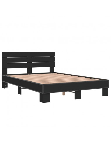 Giroletto Nero 140x200 cm in Legno Multistrato e Metallo