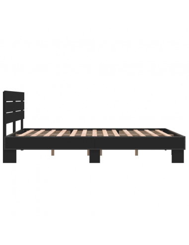 Giroletto Nero 140x200 cm in Legno Multistrato e Metallo