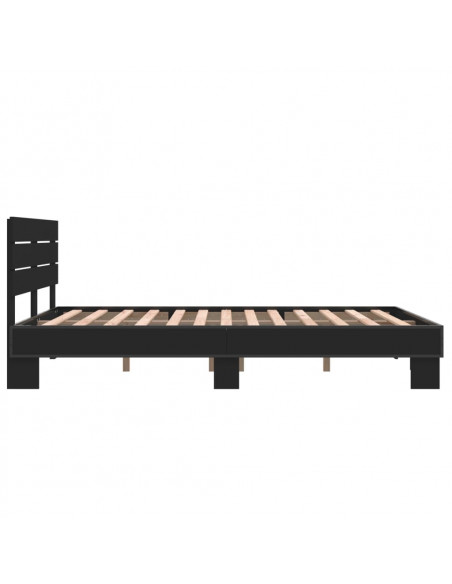 Giroletto Nero 140x200 cm in Legno Multistrato e Metallo