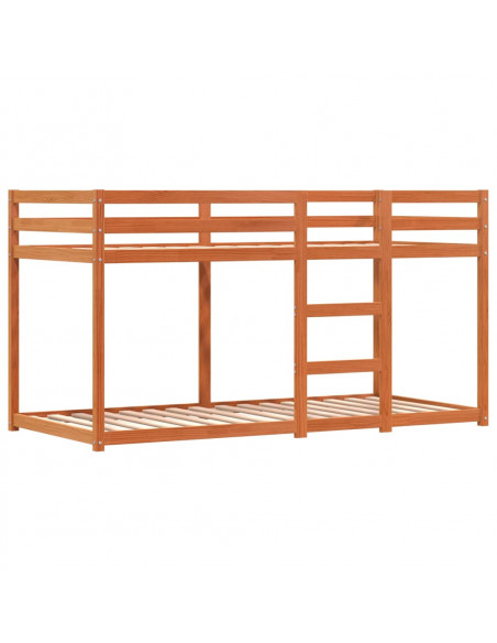 Letto a Castello con Tende Rosa 75x190 cm Legno Massello Pino