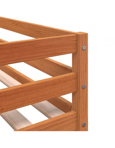 Letto a Castello con Tende Rosa 75x190 cm Legno Massello Pino