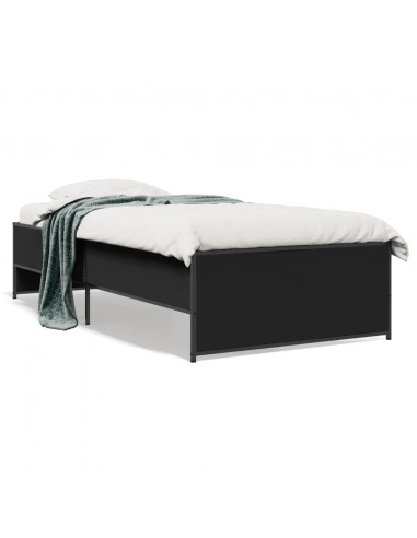 Giroletto Nero 90x190 cm in Legno Multistrato e Metallo