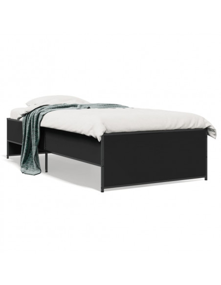 Giroletto Nero 90x190 cm in Legno Multistrato e Metallo