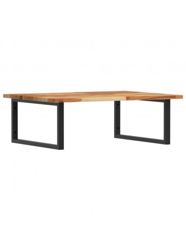 Ripiano a Parete per Lavabo in Acciaio e Massello di Acacia