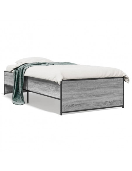 Giroletto Grigio Sonoma 90x200 cm Legno Multistrato e Metallo