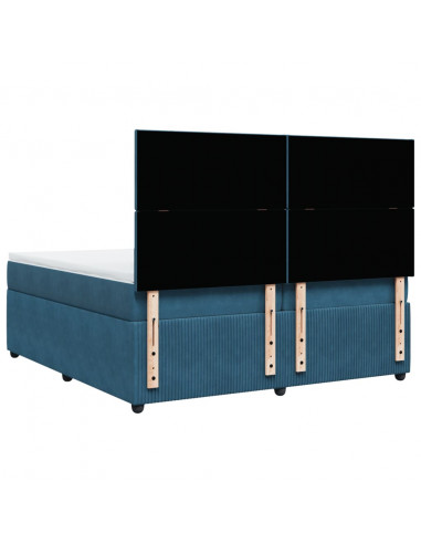 Giroletto a Molle con Materasso Blu 200x200 cm in Velluto