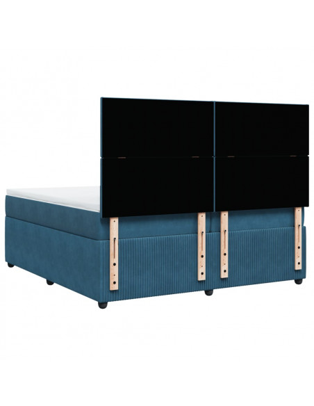 Giroletto a Molle con Materasso Blu 200x200 cm in Velluto