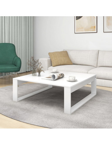 Tavolino da Salotto Bianco 100x100x35 cm in Legno Multistrato