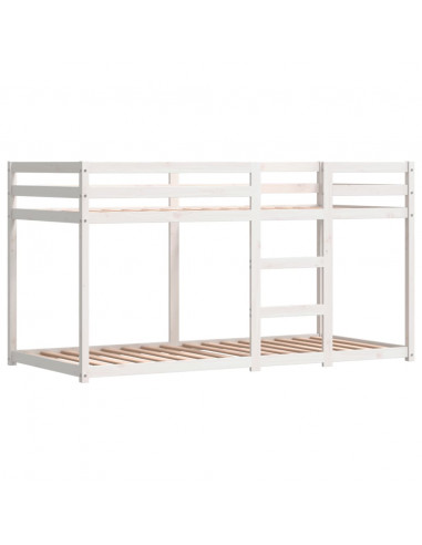 Letto a Castello con Tende Rosa 90x190 cm Legno Massello Pino