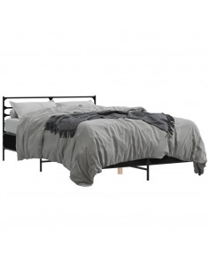 Giroletto Nero 140x190 cm in Legno Multistrato e Metallo 2