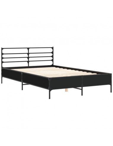 Giroletto Nero 140x190 cm in Legno Multistrato e Metallo